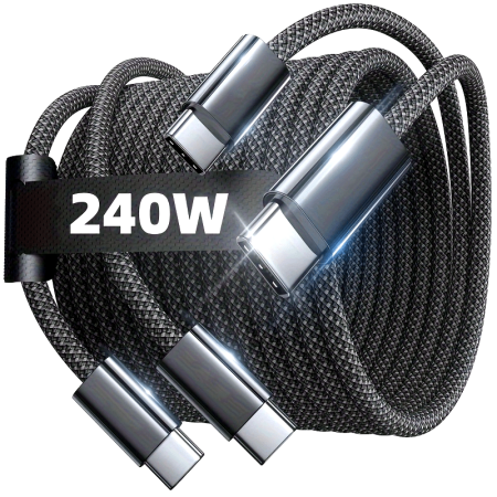 240W High-Speed Type-C to Type-C Data Cable - Super Fast Charging, PD Supported, High-Speed Data Transmission, Compatible with Samsung, iPhone 15, MacBook, iPad, Xiaomi and Other Devices