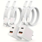4pcs [MFi] Lightning Cable with 2pcs 20W 2Port PD+QC Wall Fast Charging Block, USB C Charger Cord 6ft/1.8m for iPhone 14 Pro, Compatible with iPhone 14 13 12 12 11 XS XR X Pro Max Plus