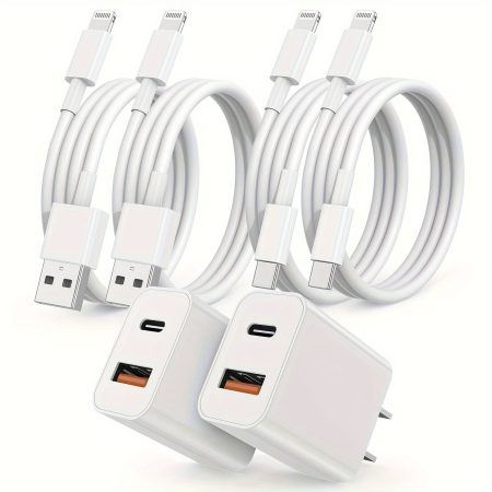4pcs [MFi] Lightning Cable with 2pcs 20W 2Port PD+QC Wall Fast Charging Block, USB C Charger Cord 6ft/1.8m for iPhone 14 Pro, Compatible with iPhone 14 13 12 12 11 XS XR X Pro Max Plus